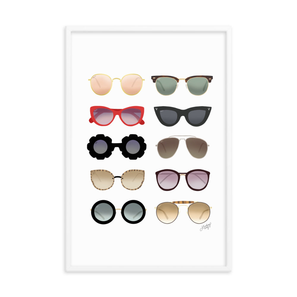 Sunglasses Illustration - Framed Matte Print - Lindsey Kay Collective