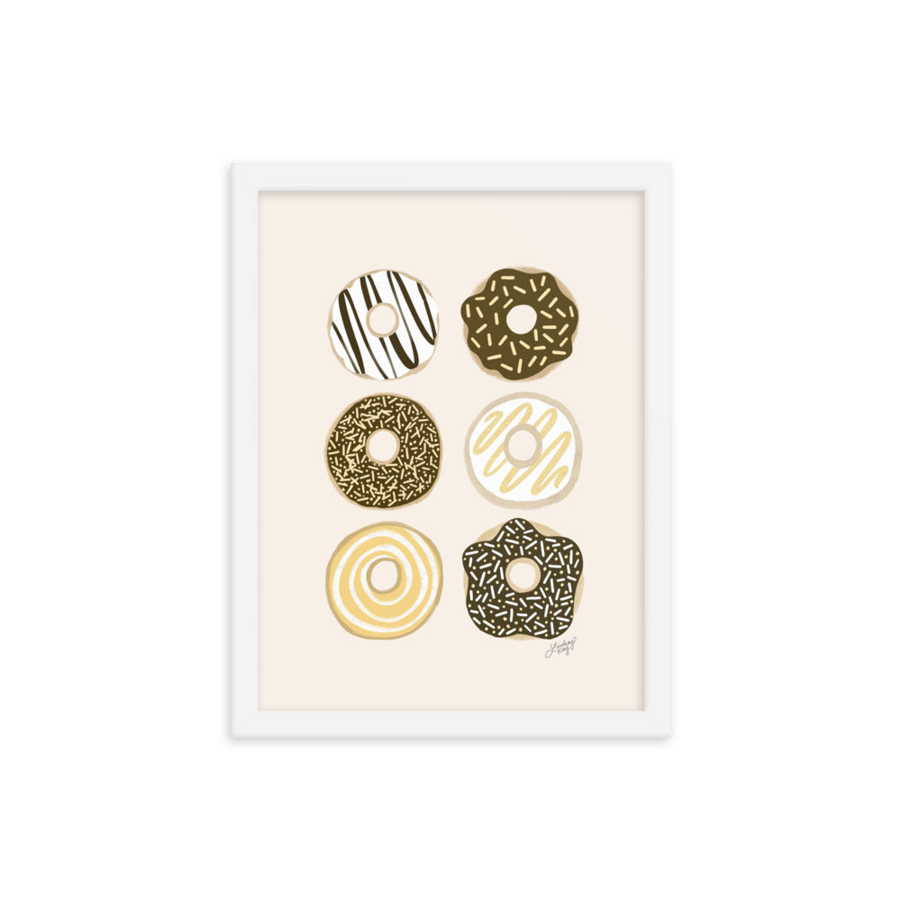 Chocolate Donuts Illustration - Framed Matte Print