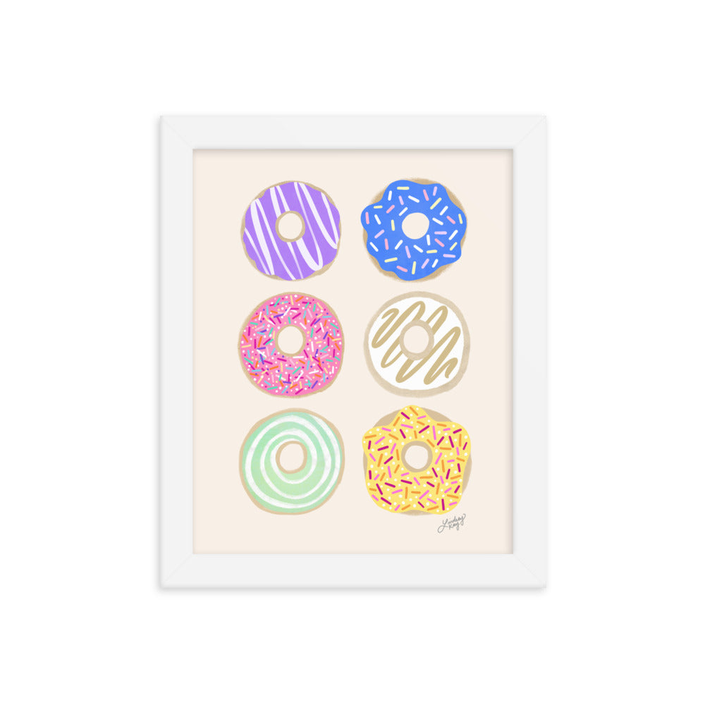 Pastel Donuts Illustration - Framed Matte Print