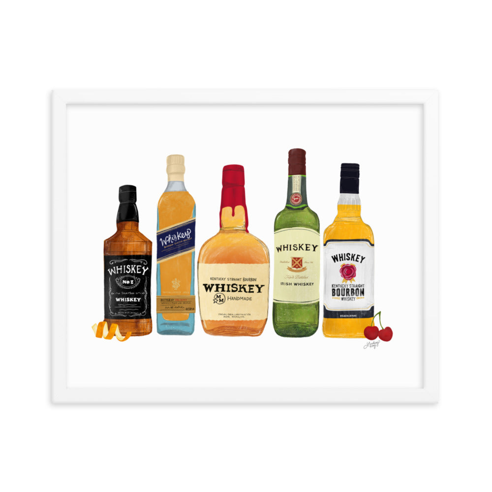 Botellas de whisky - Impresión mate enmarcada