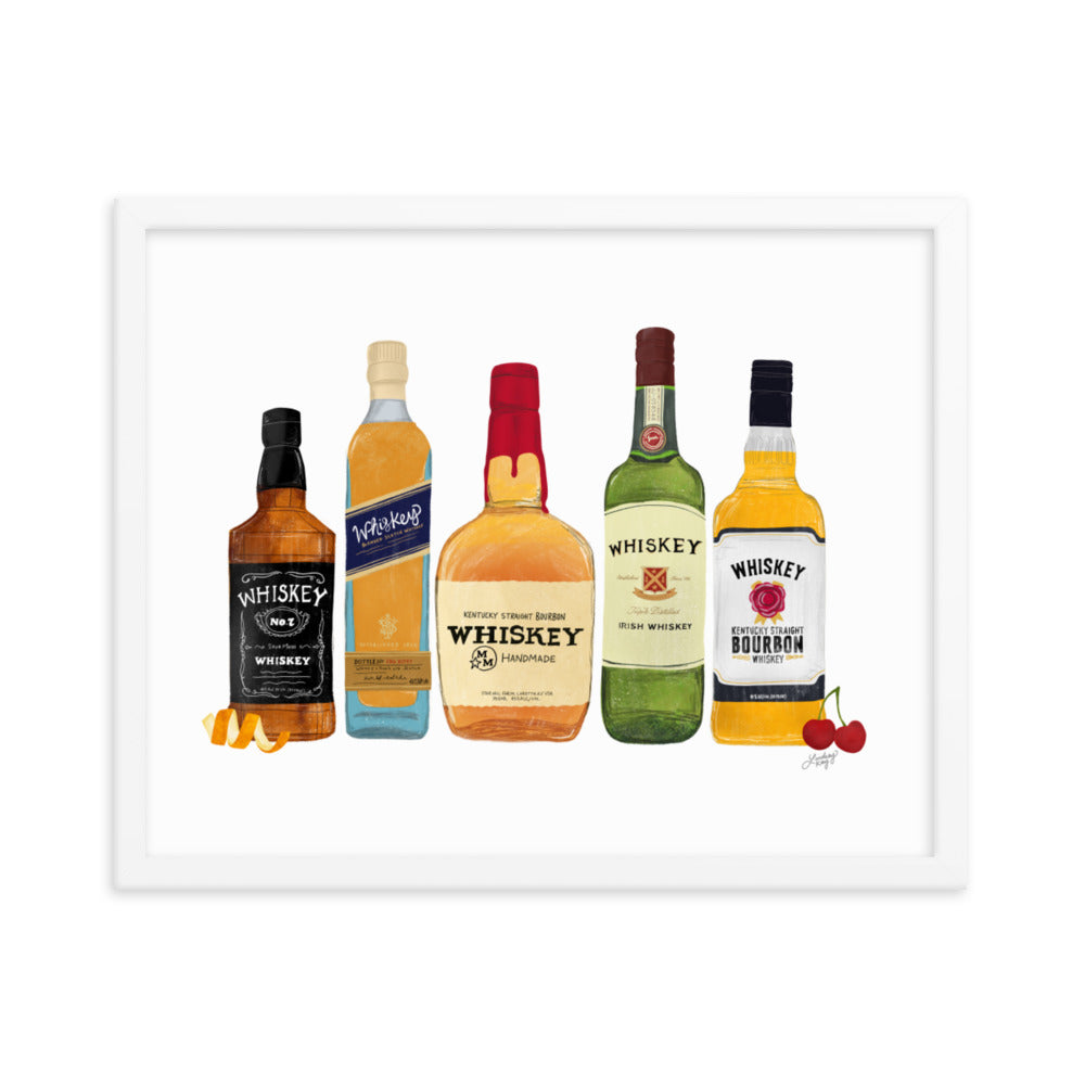 Whiskey Bottlees - Framed Matte Print - Lindsey Kay Collective