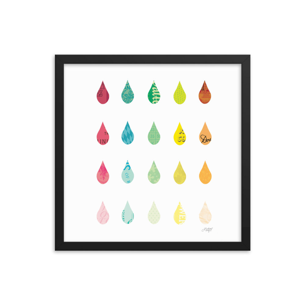 Raindrops Collage - Framed Matte Print - Lindsey Kay Collective