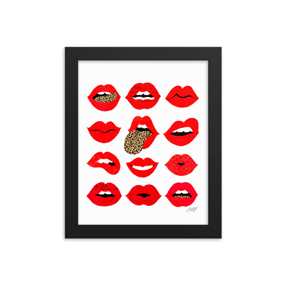 Leopard Lips of Love - Impression mate encadrée