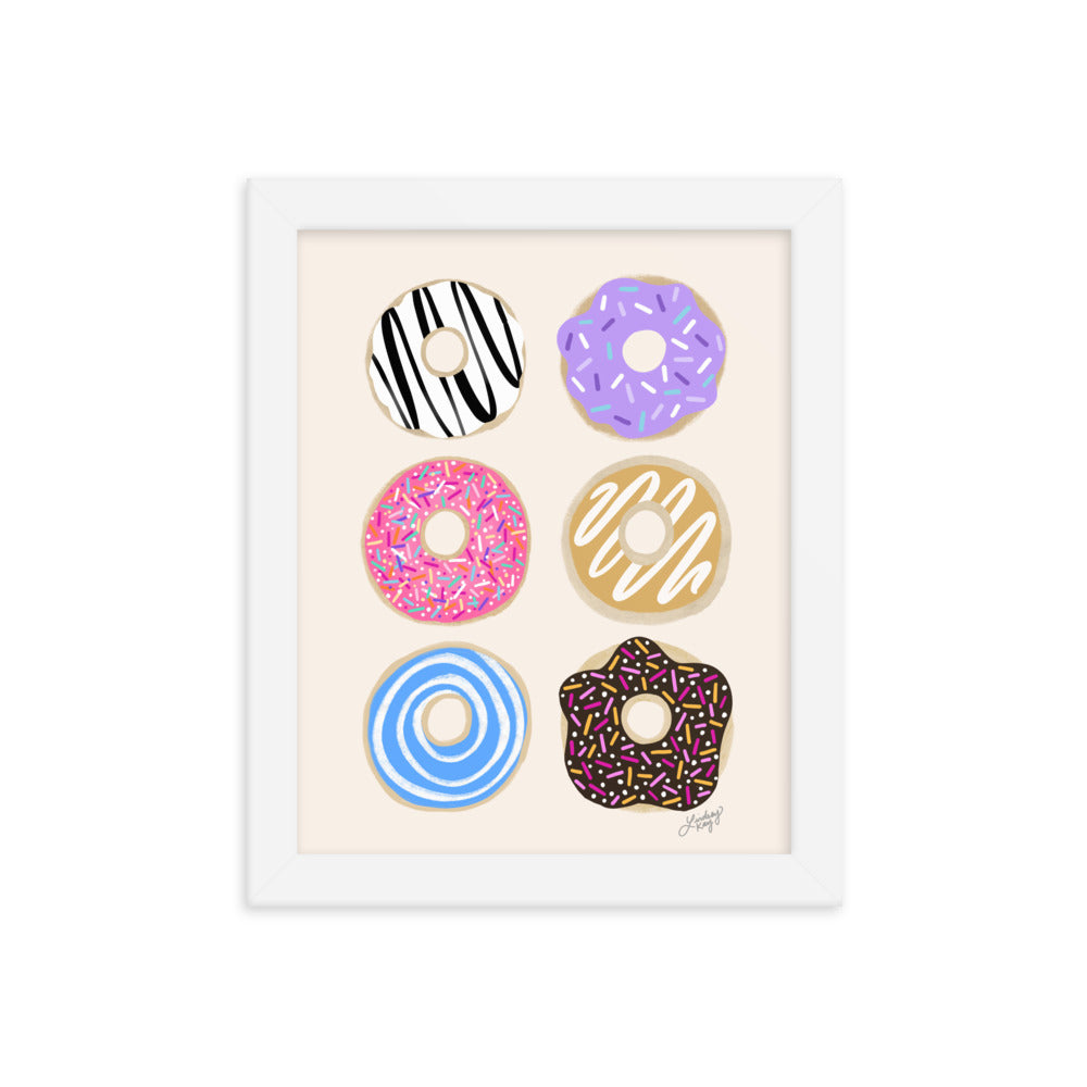 Colorful Donuts Illustration - Framed Matte Print - Lindsey Kay Collective
