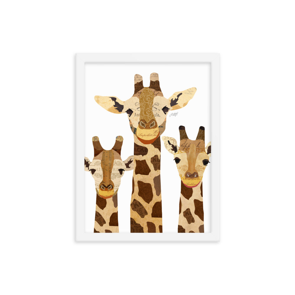 Collage de jirafas - Impresión mate enmarcada