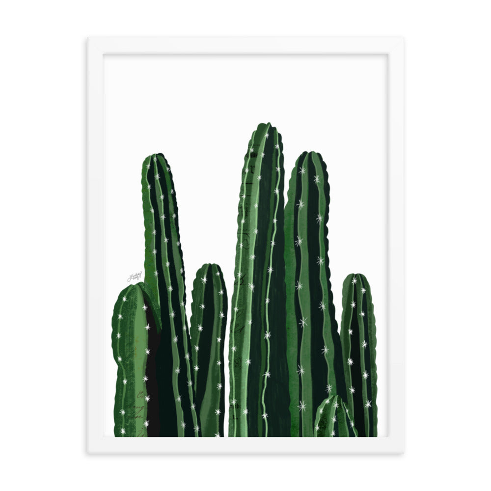 Cacti Collage Illustration - Framed Matte Art Print