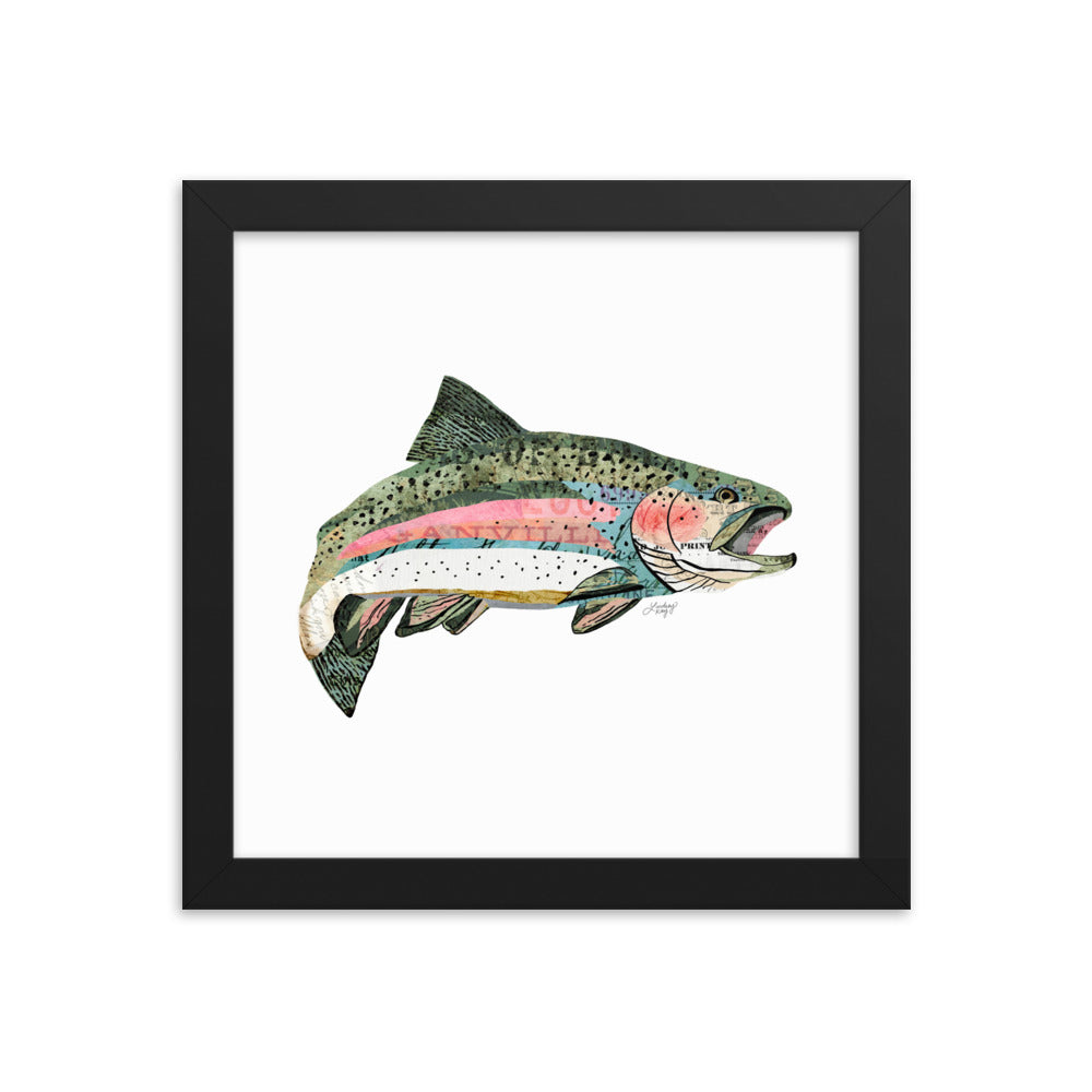 Rainbow Trout Collage - Framed Matte Print - Lindsey Kay Collective
