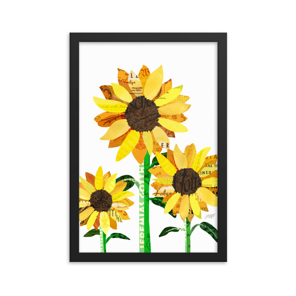 Sunflower Collage - Framed Matte Print - Lindsey Kay Collective