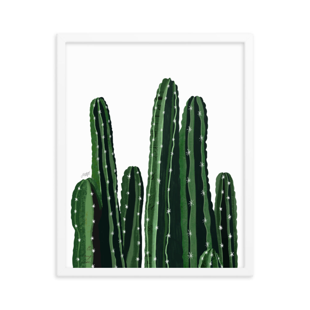 Ilustración de collage de cactus - Impresión de arte mate enmarcada