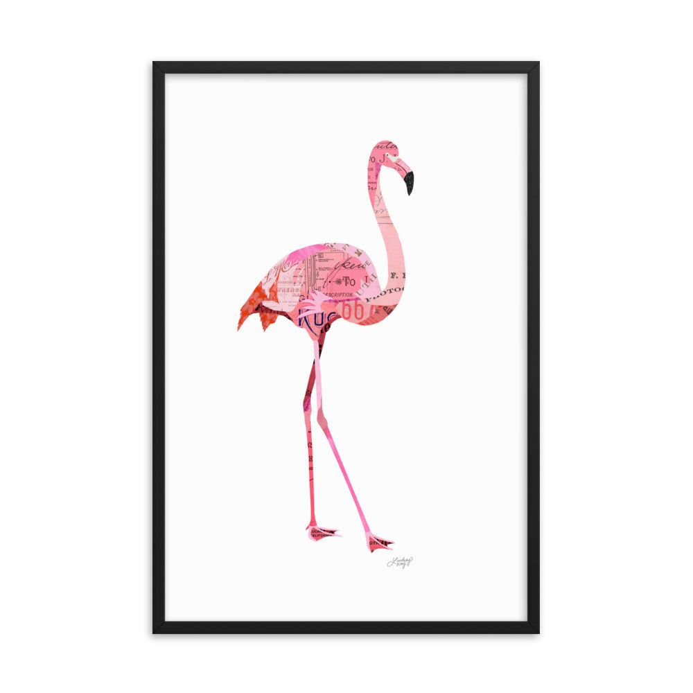 Flamingo Collage - Framed Matte Print - Lindsey Kay Collective