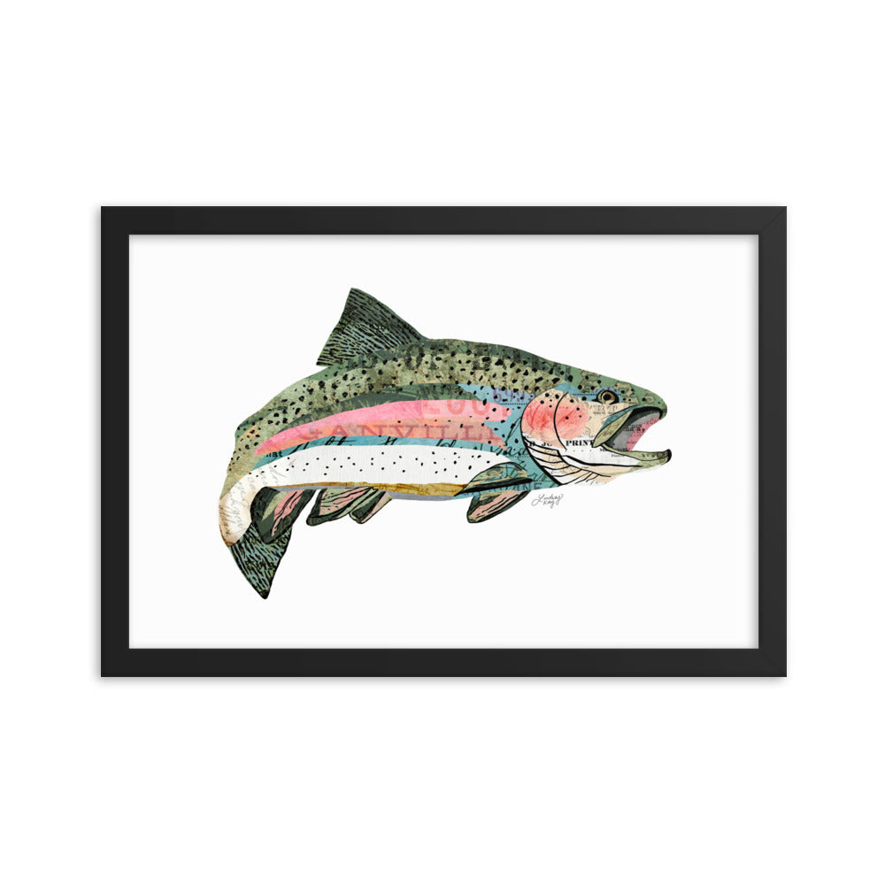 Rainbow Trout Collage - Framed Matte Print - Lindsey Kay Collective