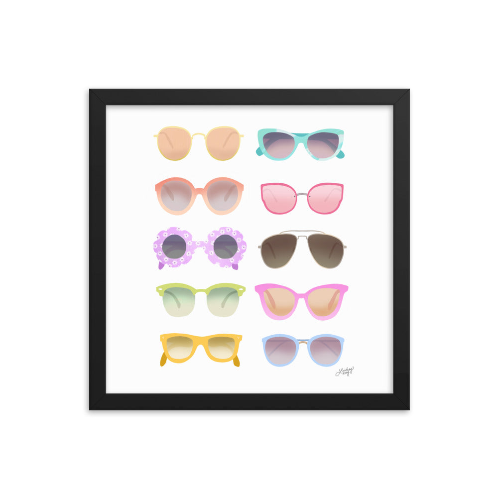 Illustration de lunettes de soleil colorées - Impression mate encadrée