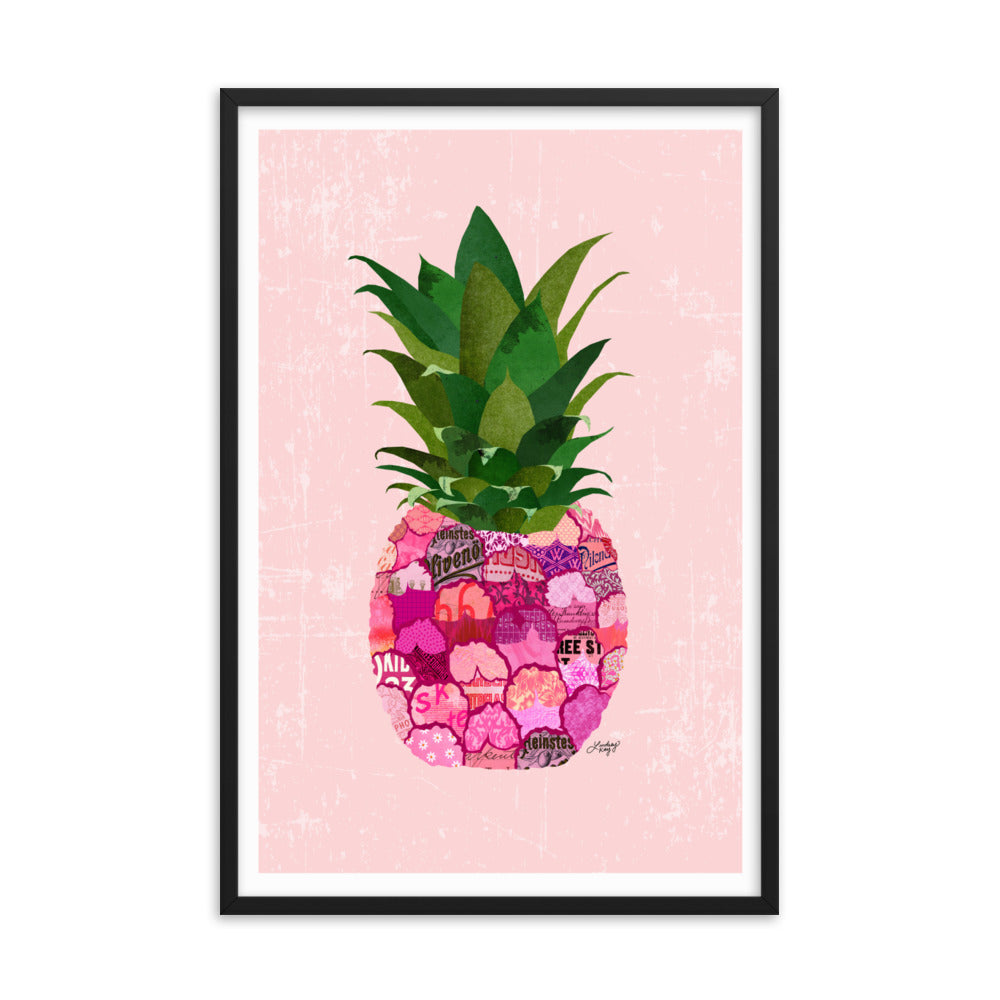 Pink Pineapple Collage - Framed Matte Print - Lindsey Kay Collective
