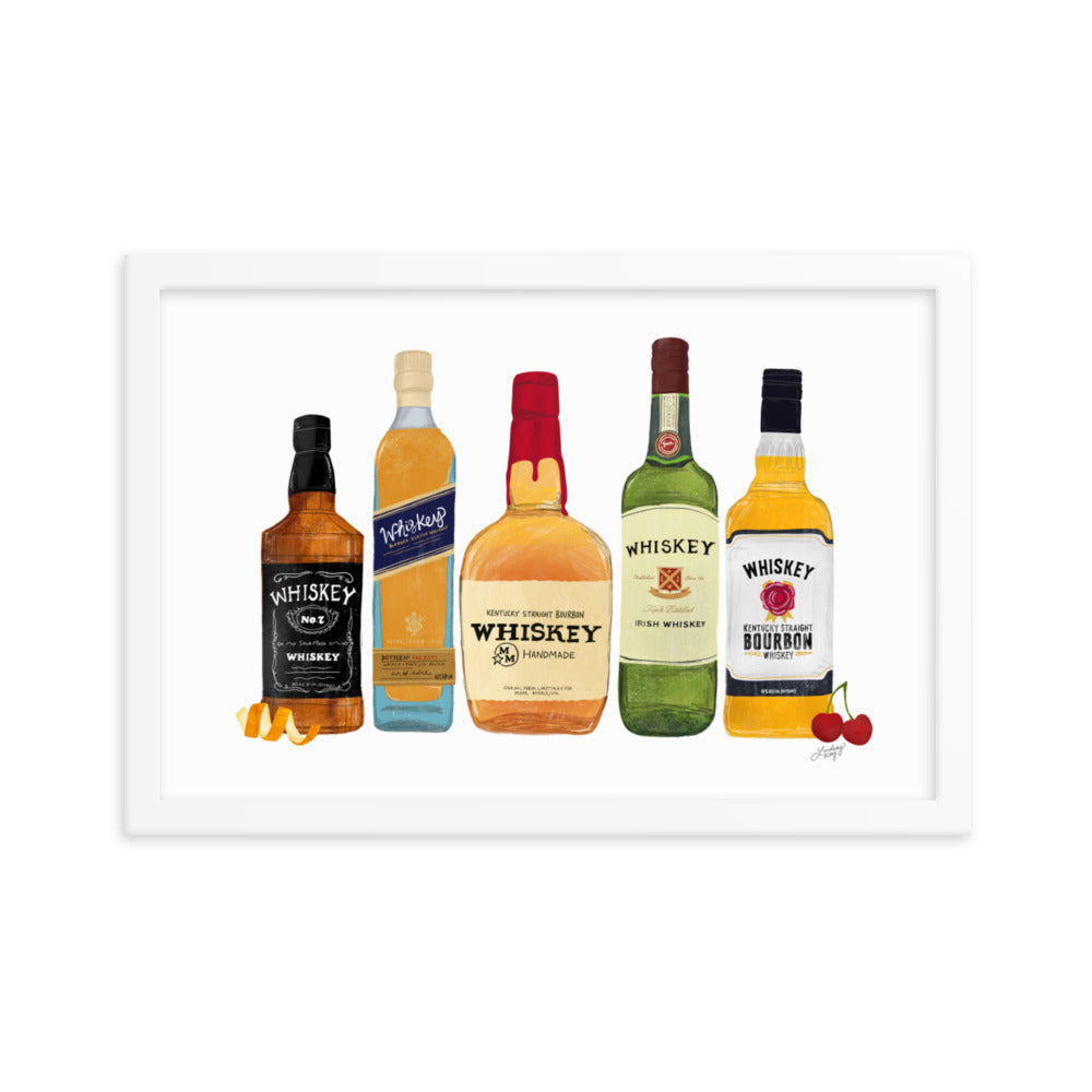 Whiskey Bottlees - Framed Matte Print - Lindsey Kay Collective