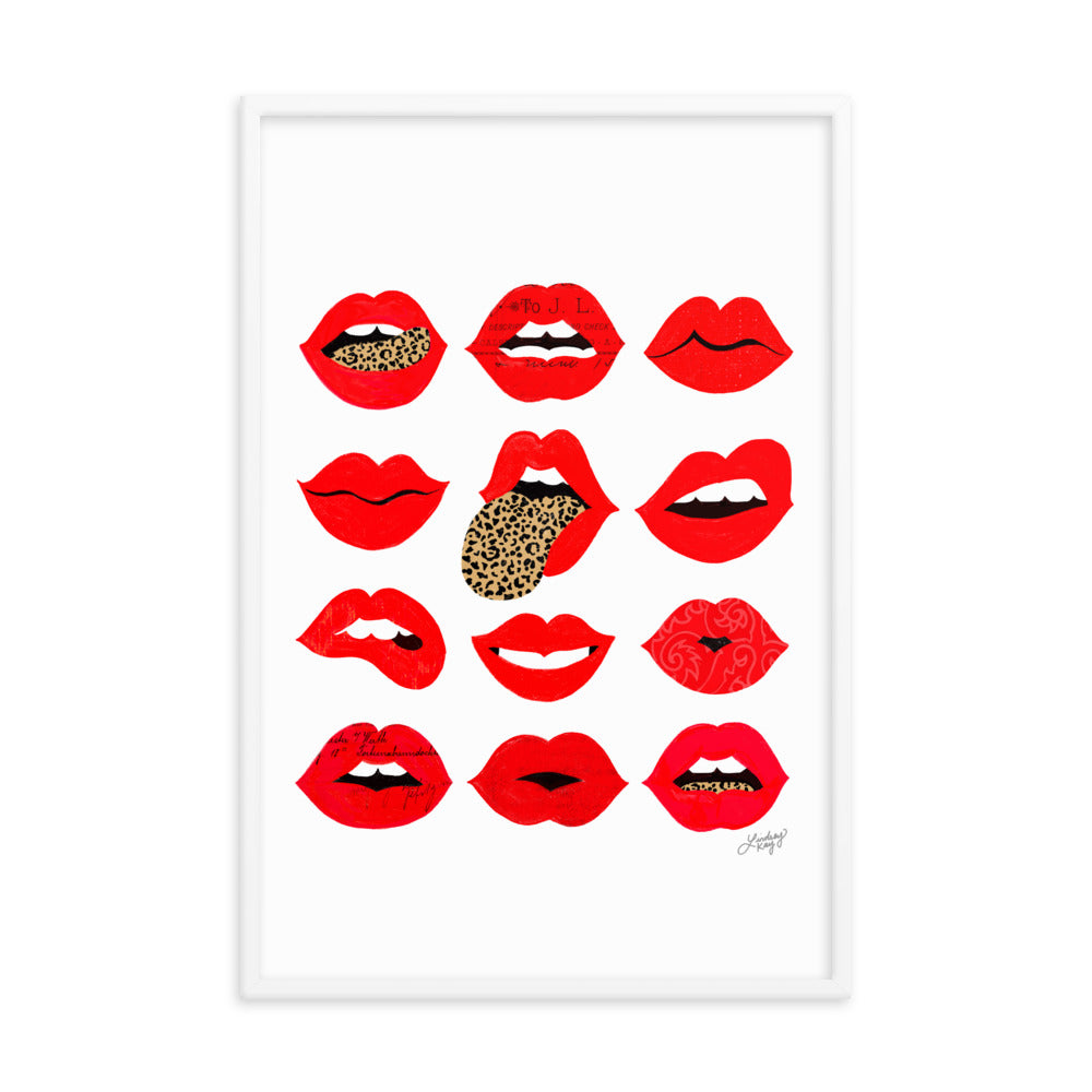 Leopard Lips of Love - Impression mate encadrée