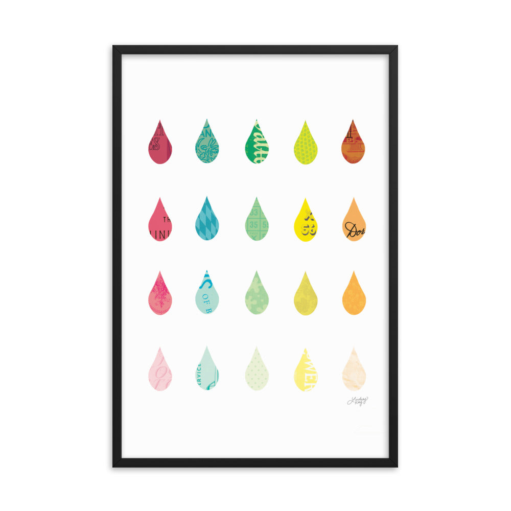 Raindrops Collage - Framed Matte Print - Lindsey Kay Collective
