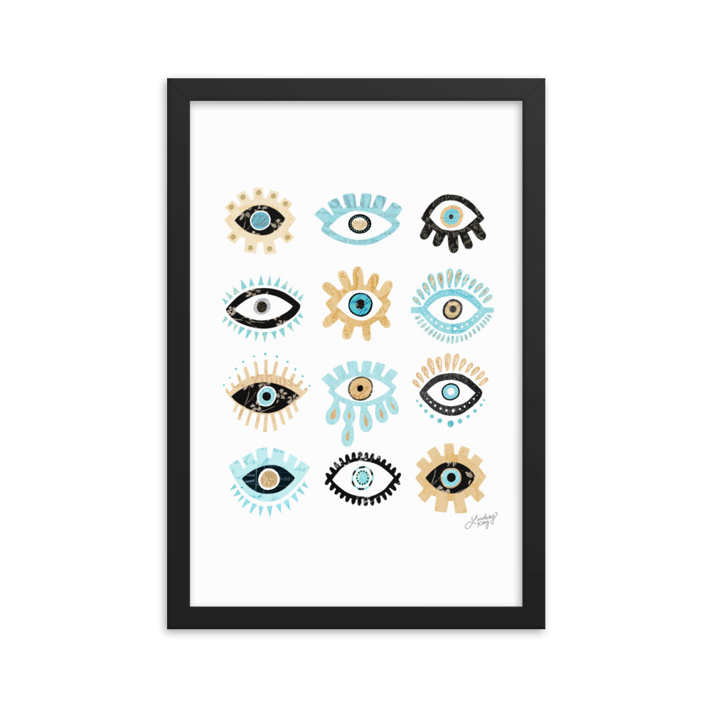 Evil Eyes Illustration - Framed Matte Print - Lindsey Kay Collective