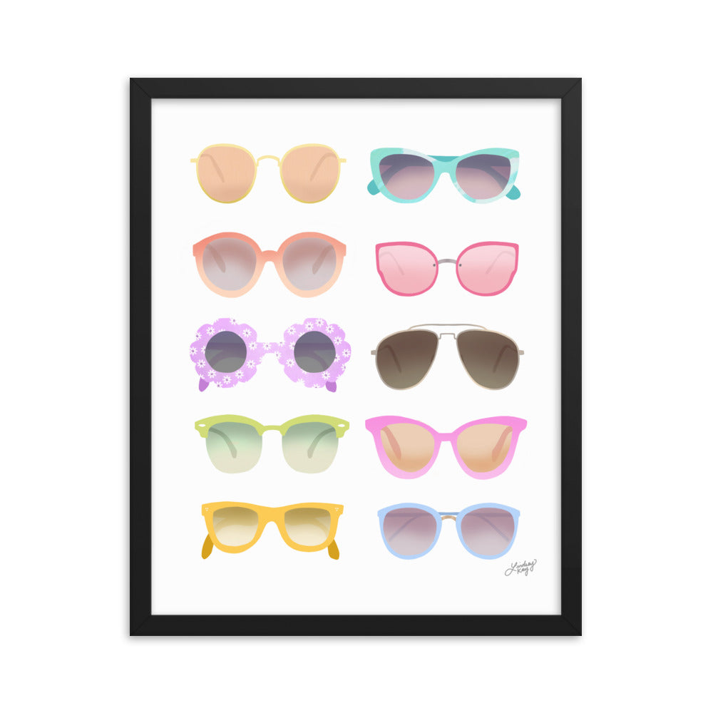 Illustration de lunettes de soleil colorées - Impression mate encadrée