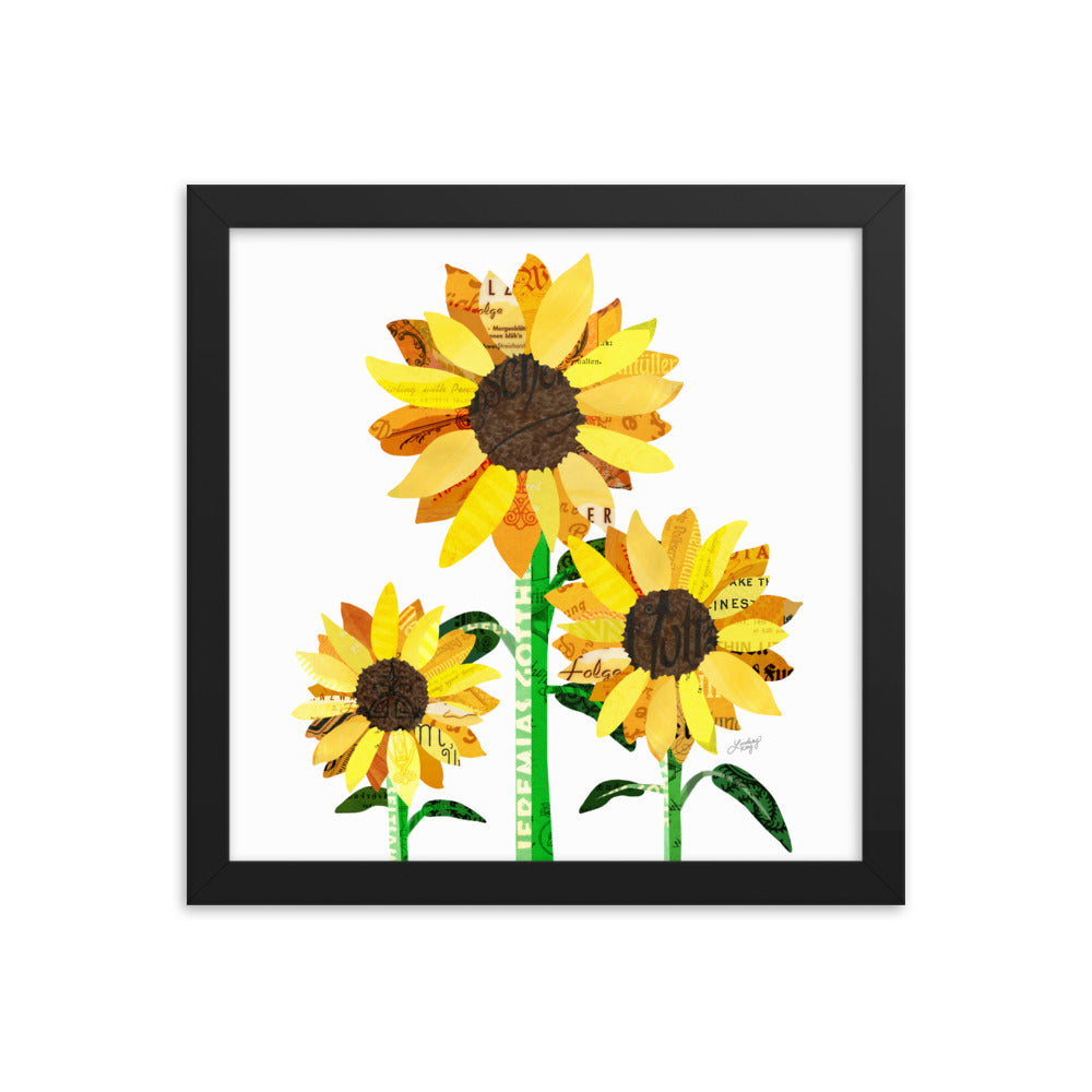 Sunflower Collage - Framed Matte Print - Lindsey Kay Collective