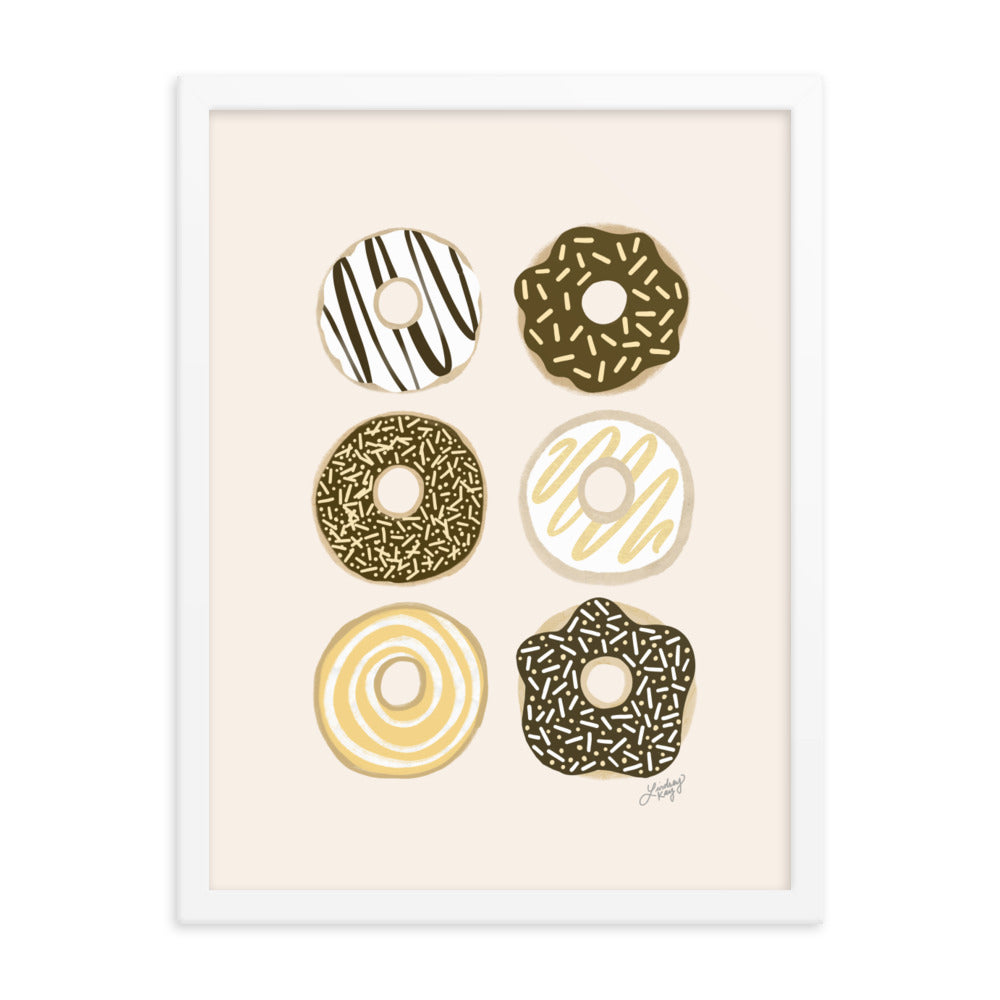Ilustración de Donuts de Chocolate - Impresión Mate Enmarcada