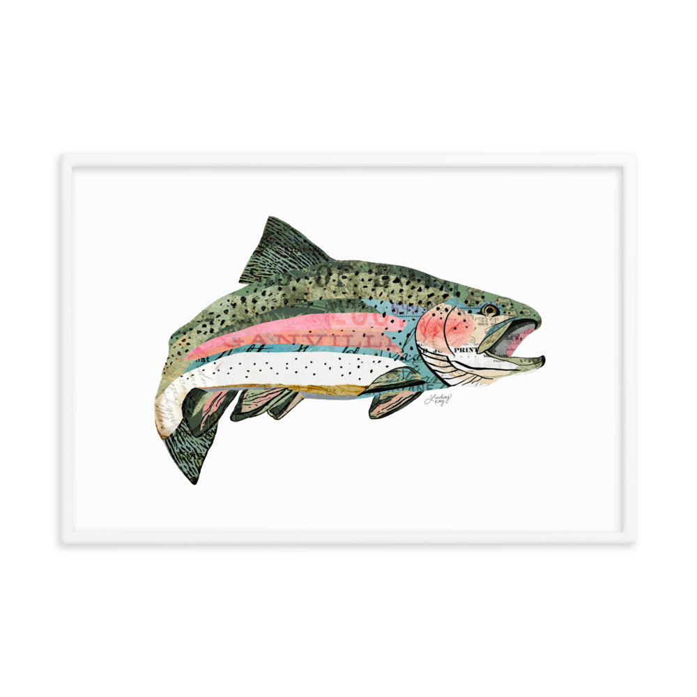Rainbow Trout Collage - Framed Matte Print - Lindsey Kay Collective
