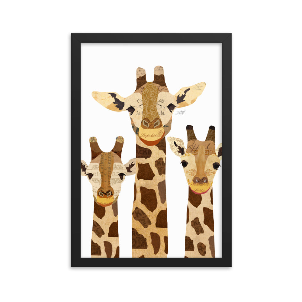 Collage de girafe - Impression mate encadrée