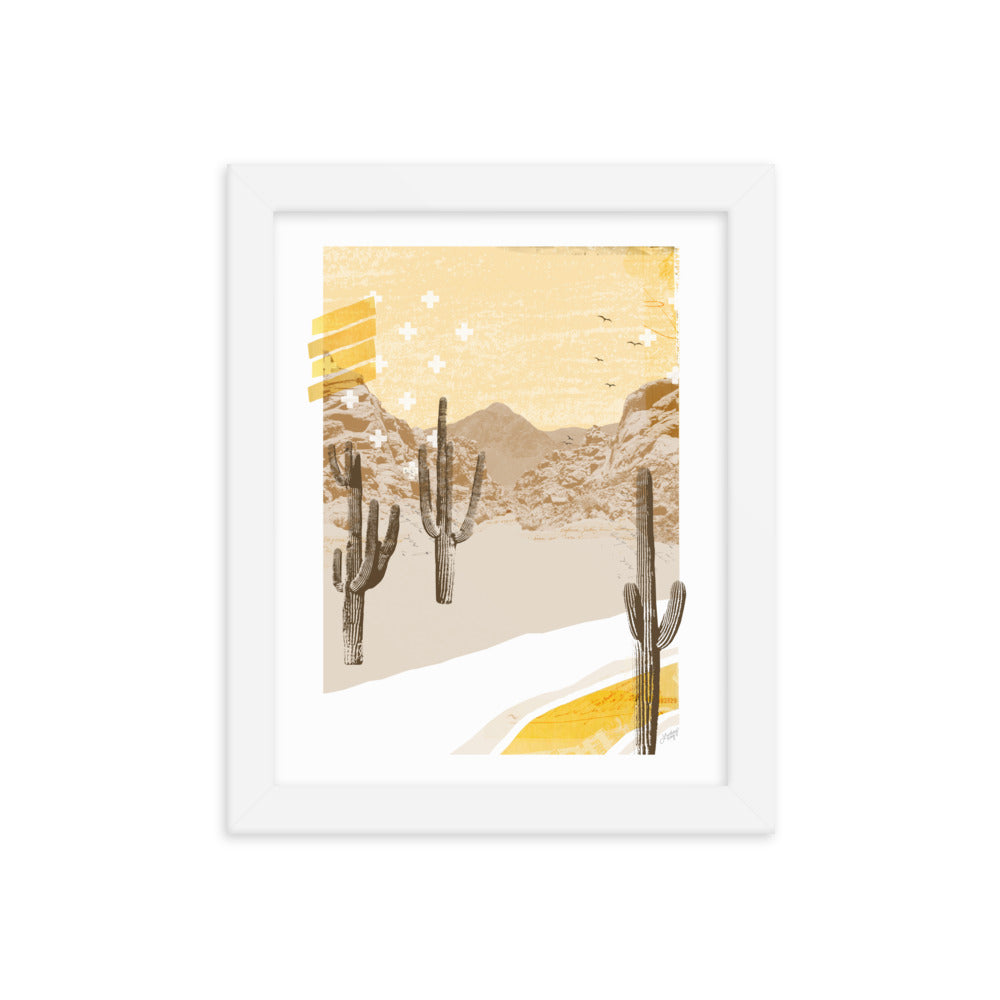 Desert Mountain Collage (Yellow Palette) - Framed Matte Print