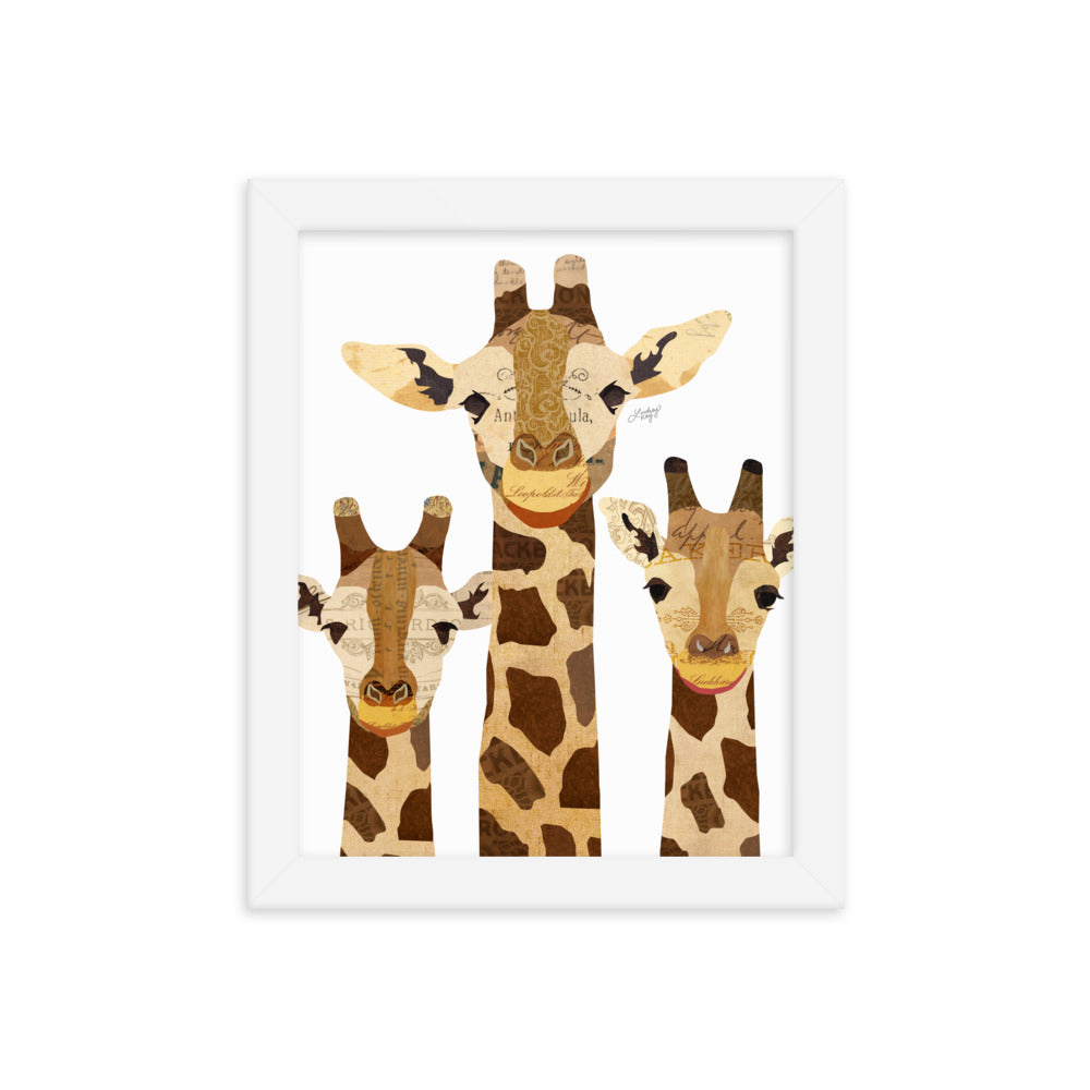 Giraffe Collage - Framed Matte Print - Lindsey Kay Collective