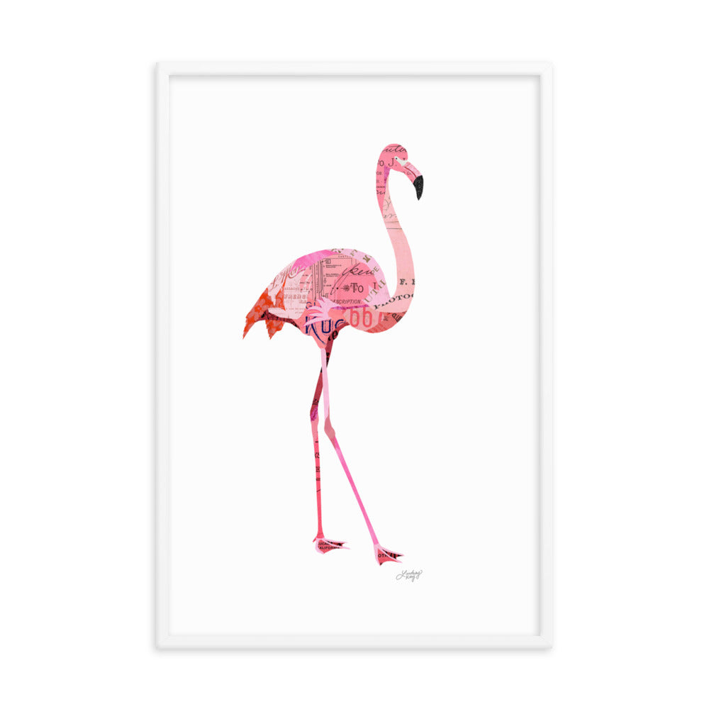 Flamingo Collage - Framed Matte Print - Lindsey Kay Collective