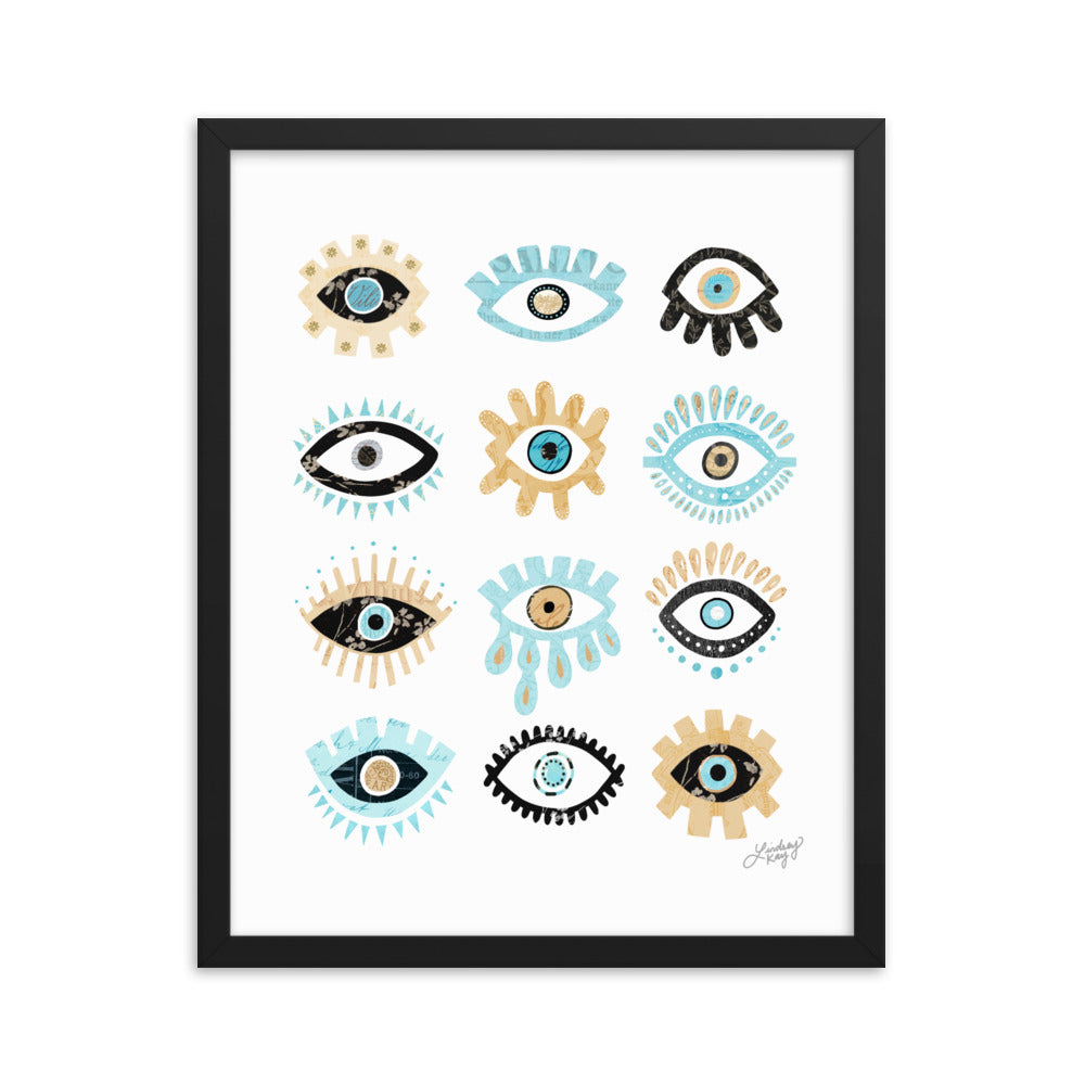 Evil Eyes Illustration - Framed Matte Print - Lindsey Kay Collective