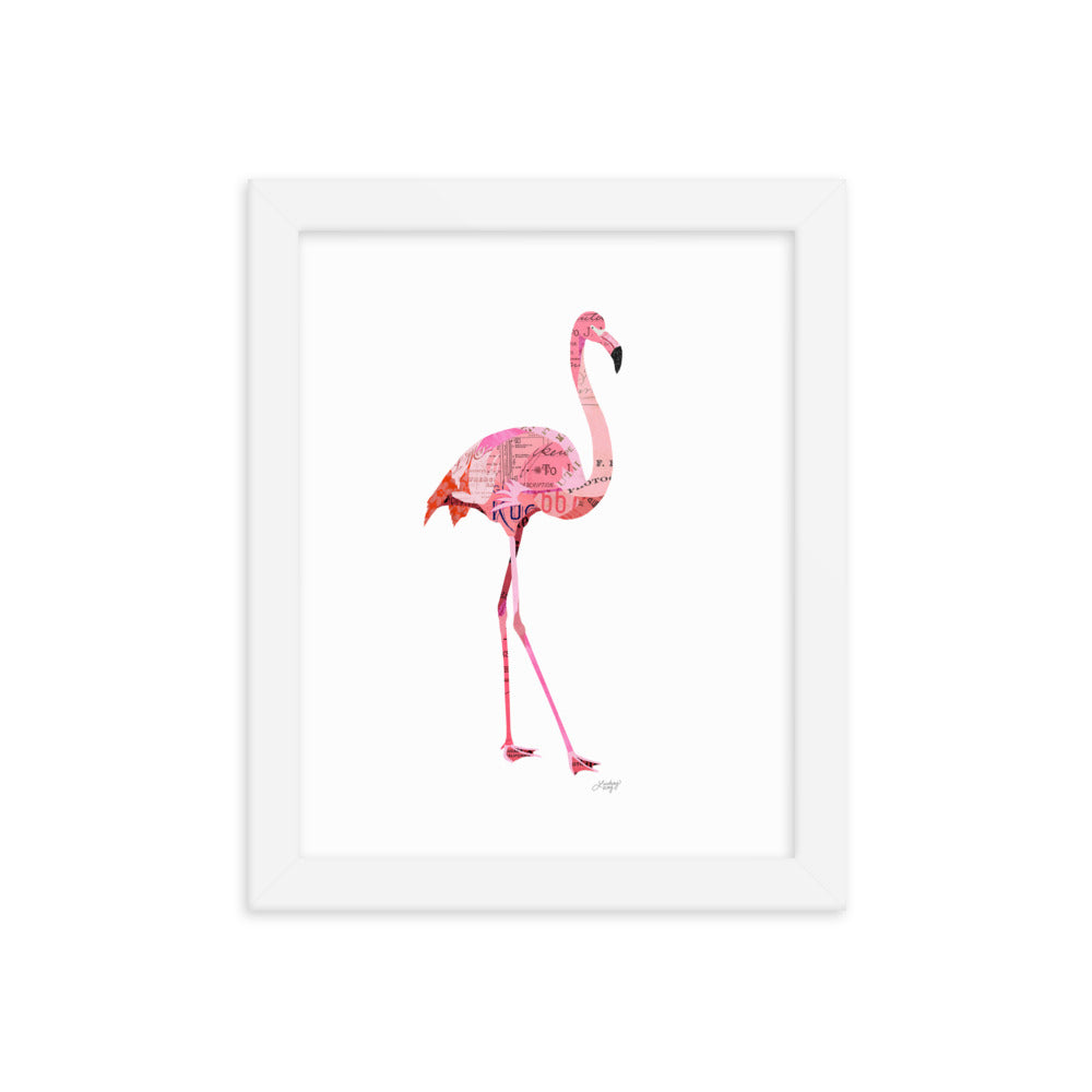 Flamingo Collage - Framed Matte Print