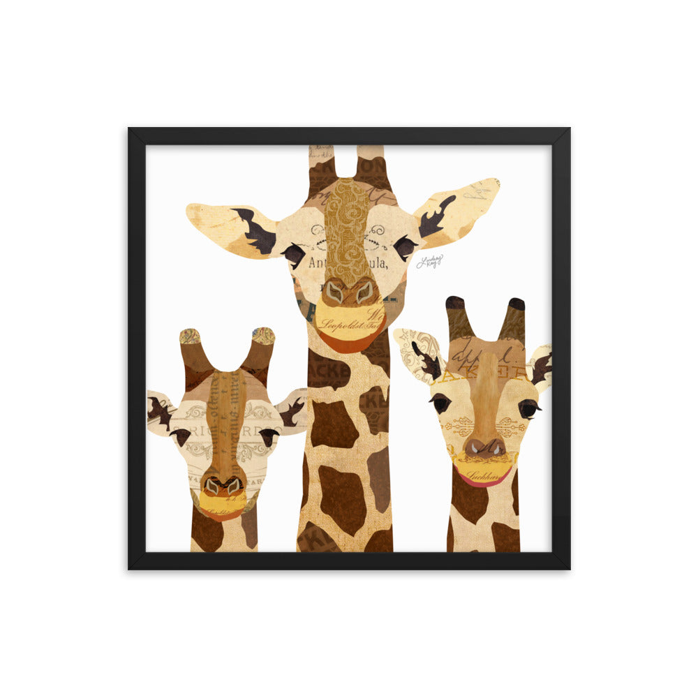 Giraffe Collage - Framed Matte Print
