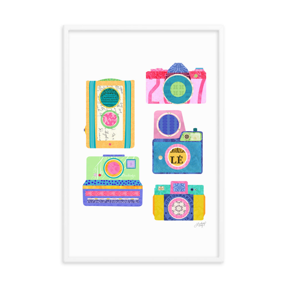 Colorful Cameras Collage - Framed Matte Print - Lindsey Kay Collective