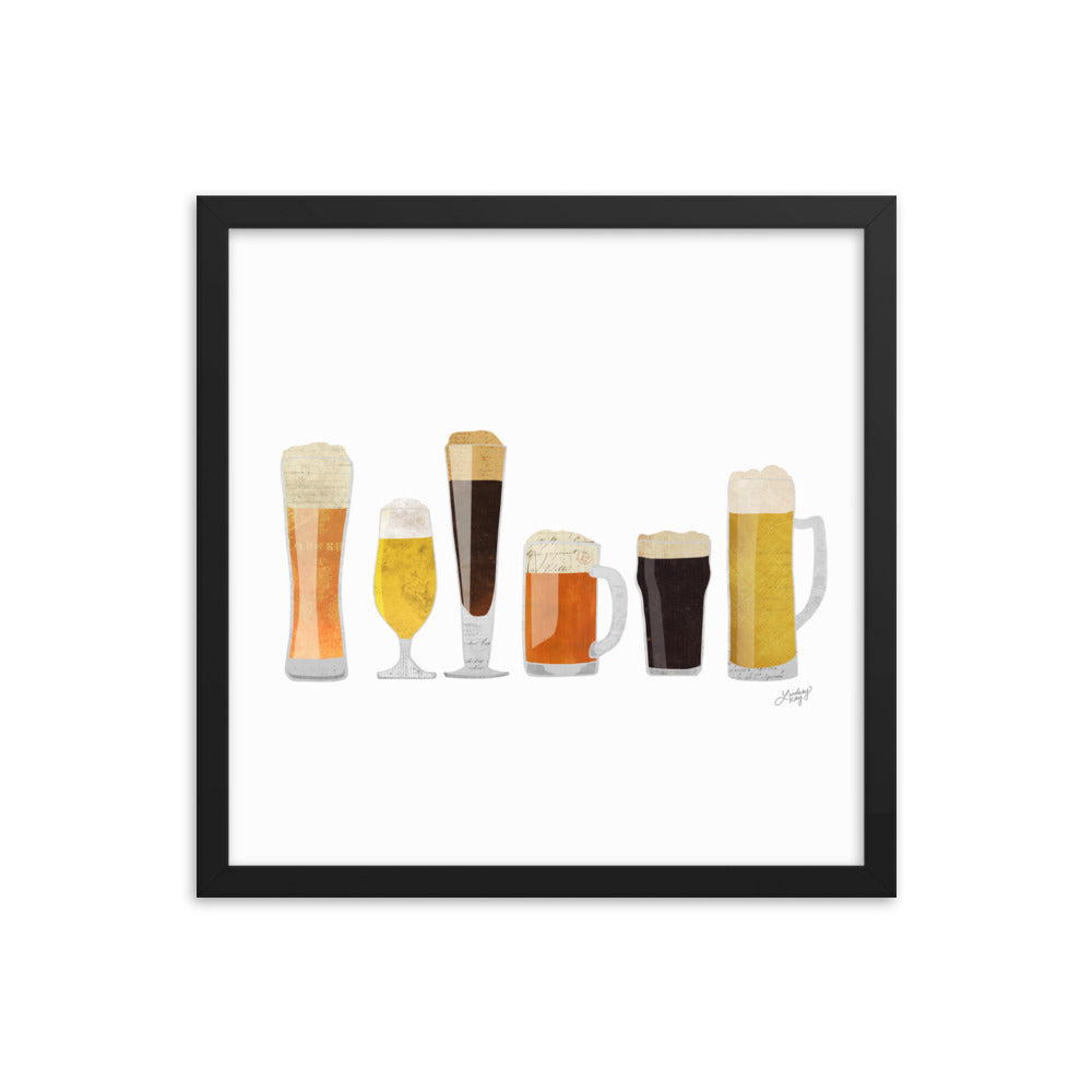 Beer Glasses Illustration - Framed Matte Print