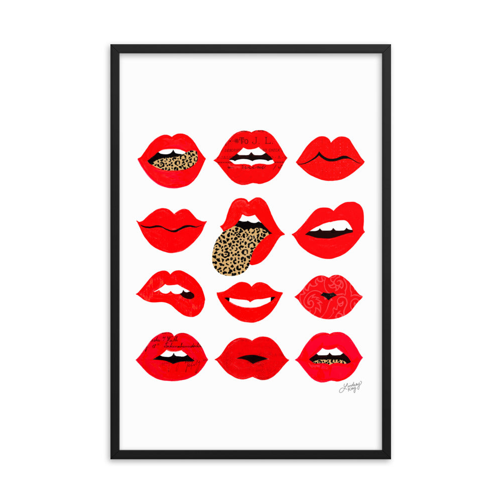 Leopard Lips of Love - Impression mate encadrée