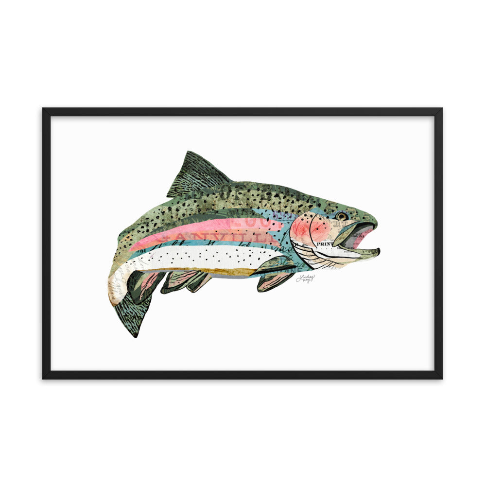 Rainbow Trout Collage - Framed Matte Print - Lindsey Kay Collective