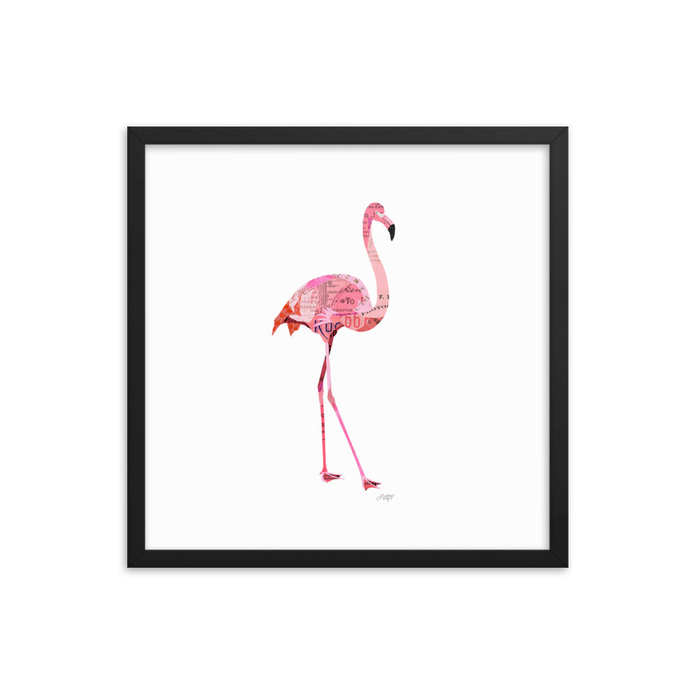 Flamingo Collage - Framed Matte Print - Lindsey Kay Collective