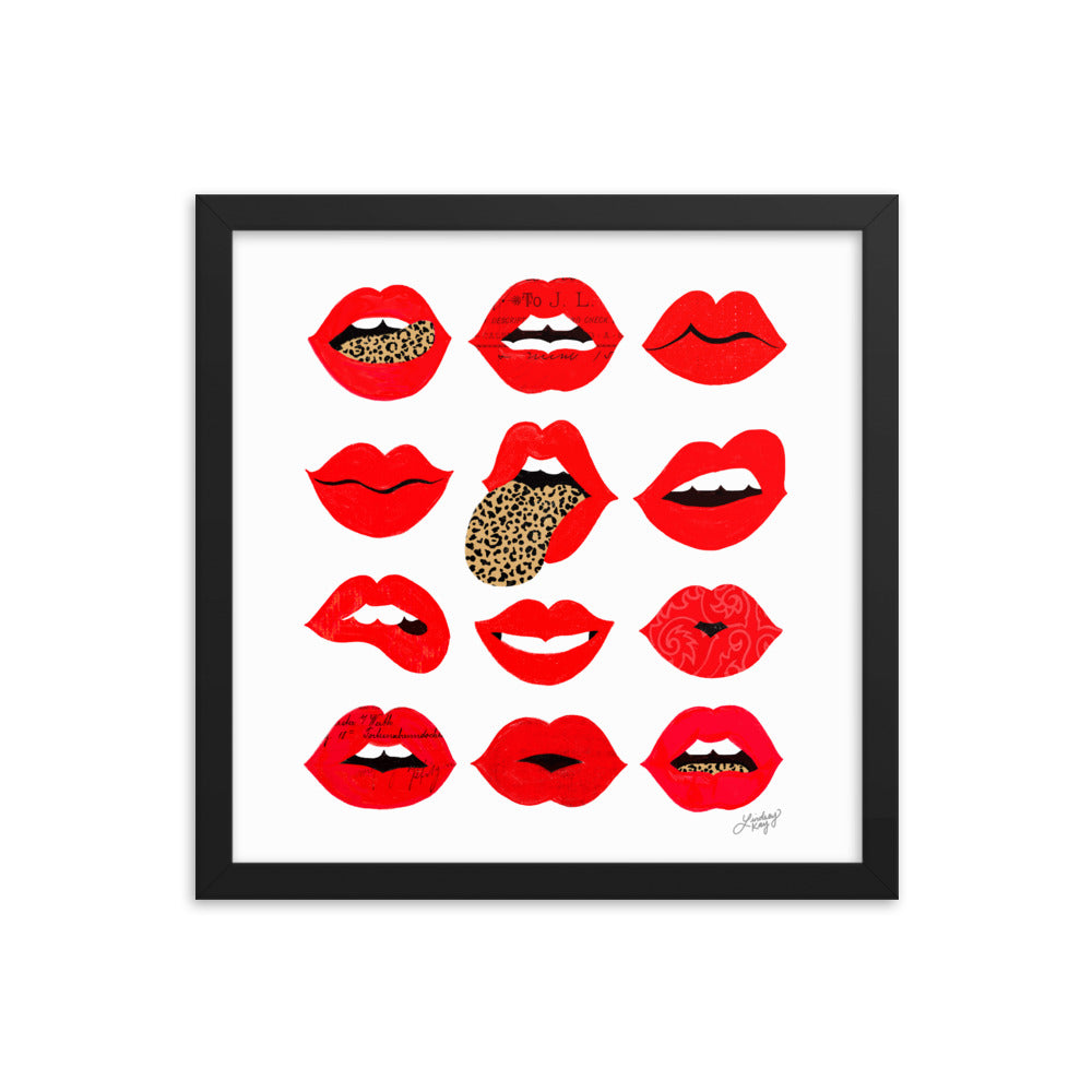 Leopard Lips of Love - Impression mate encadrée