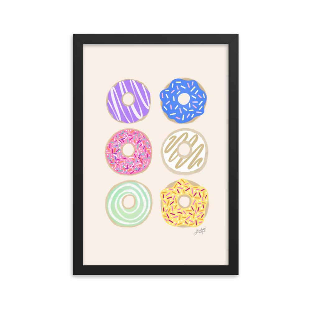 Pastel Donuts Illustration - Framed Matte Print
