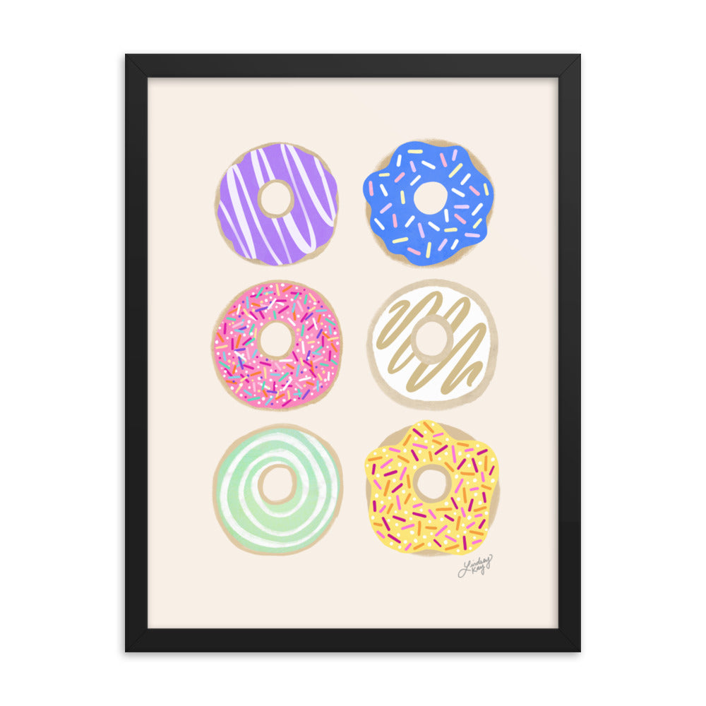 Pastel Donuts Illustration - Framed Matte Print - Lindsey Kay Collective