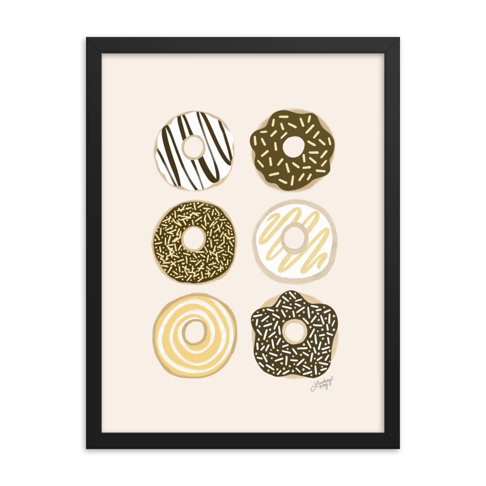 Ilustración de Donuts de Chocolate - Impresión Mate Enmarcada