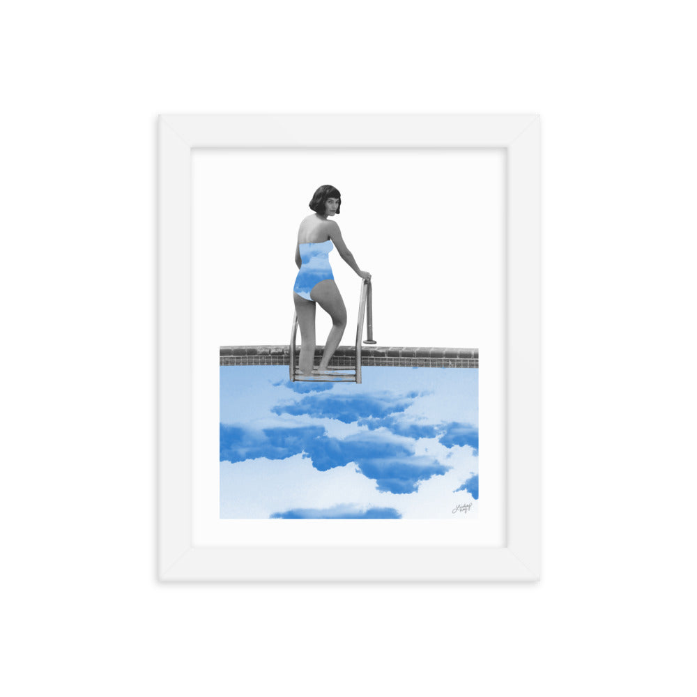 Lady in a Pool Collage - Framed Matte Print