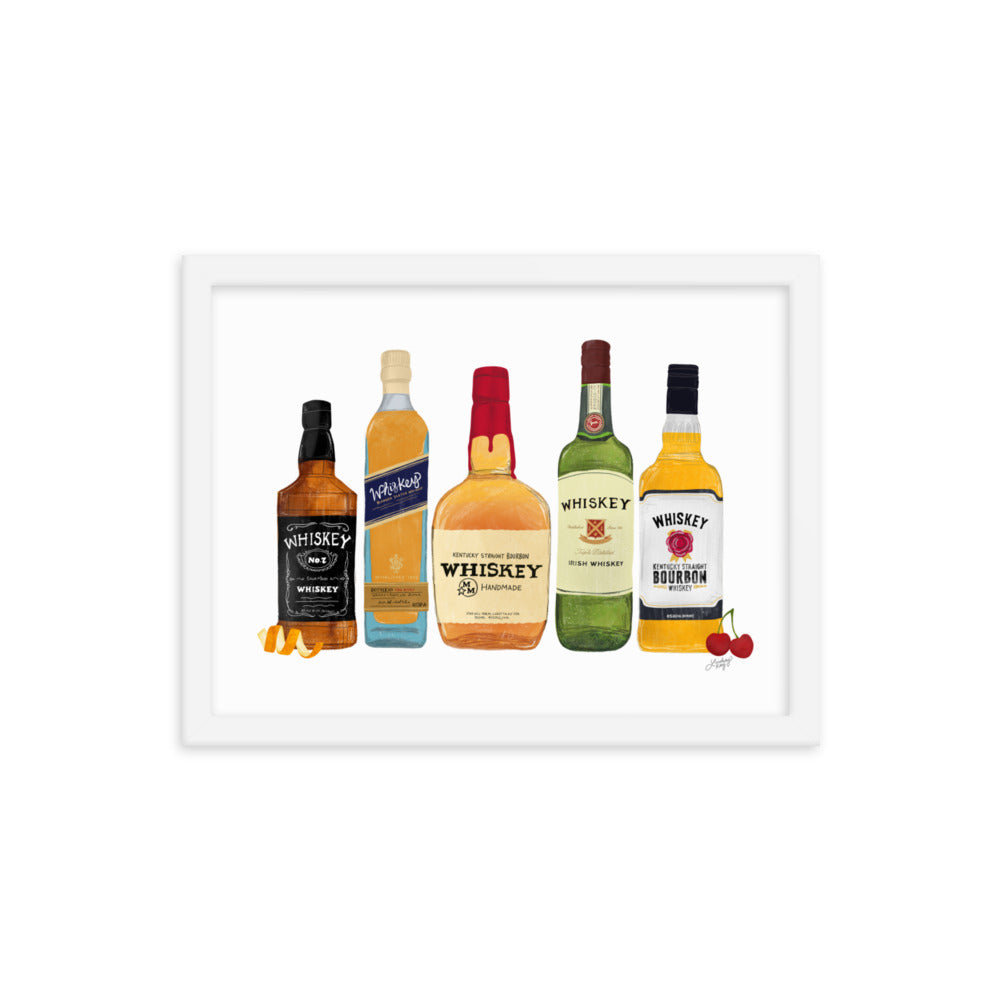 Whiskey Bottlees - Framed Matte Print - Lindsey Kay Collective
