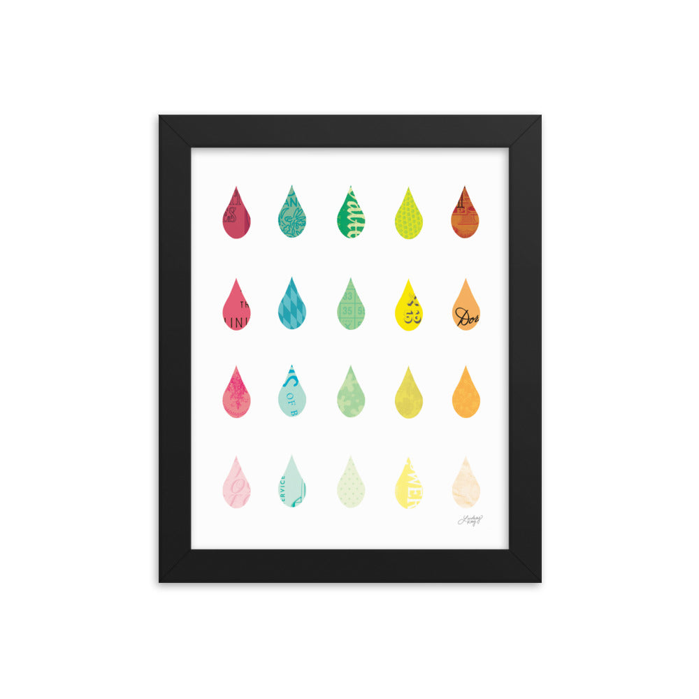 Raindrops Collage - Framed Matte Print - Lindsey Kay Collective