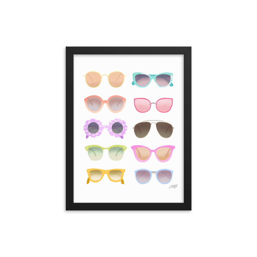 Illustration de lunettes de soleil colorées - Impression mate encadrée