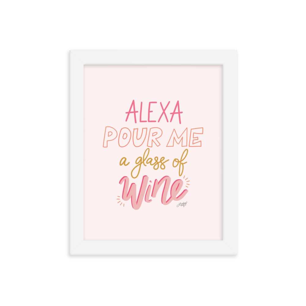 Alexa Sírveme una copa de vino - Impresión mate enmarcada