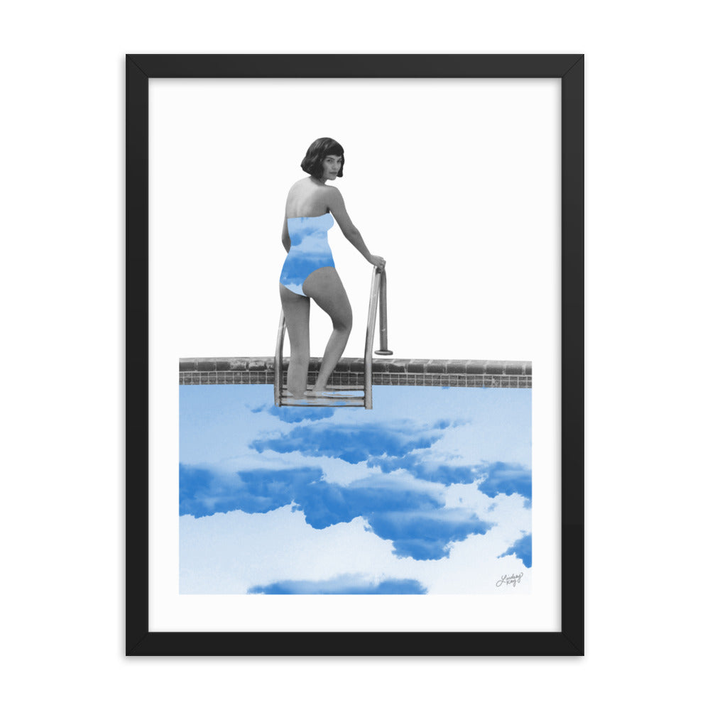 Lady in a Pool Collage - Framed Matte Print