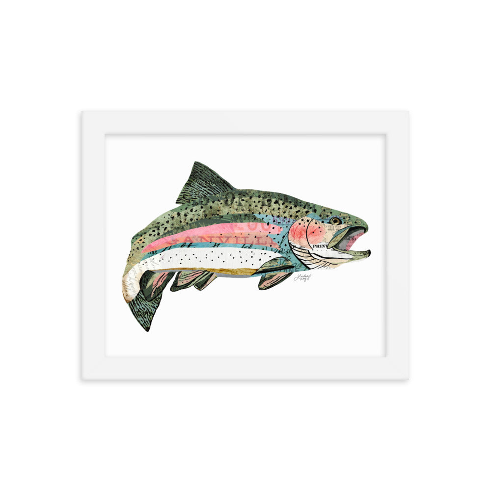 Rainbow Trout Collage - Framed Matte Print - Lindsey Kay Collective