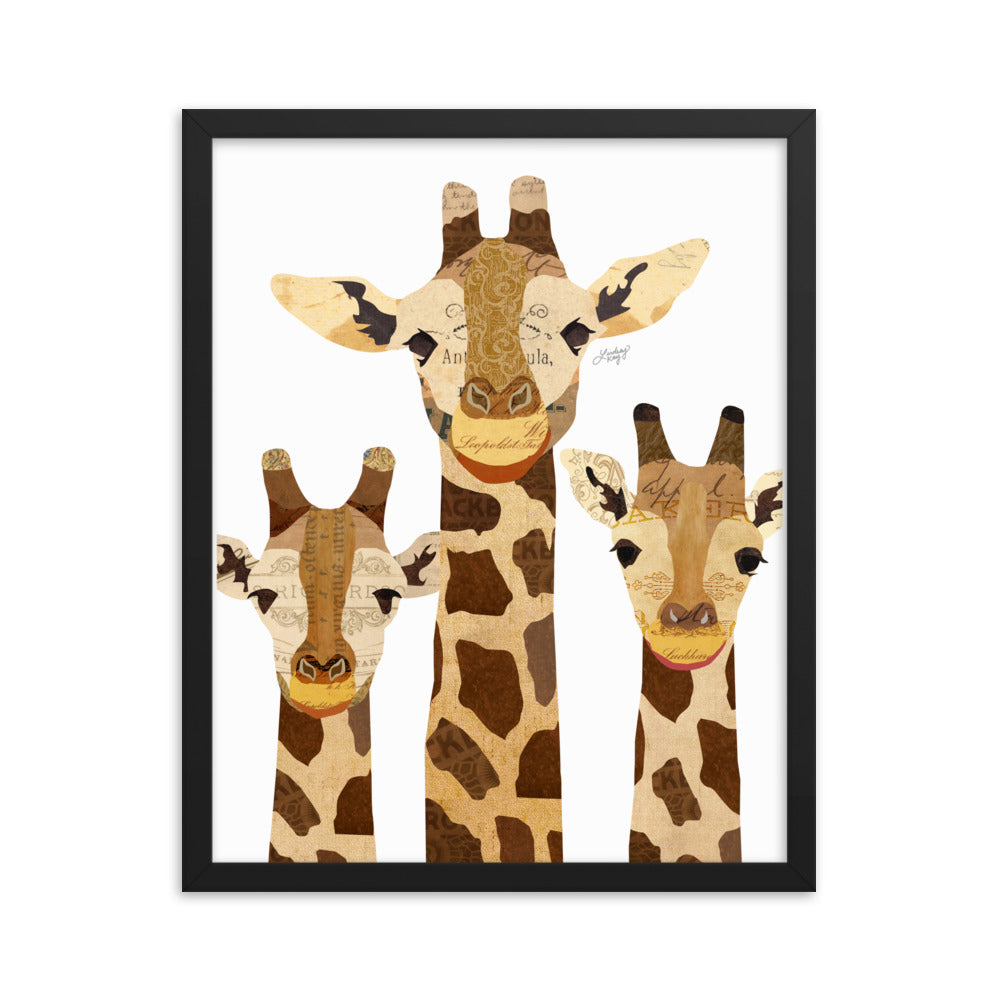 Collage de girafe - Impression mate encadrée