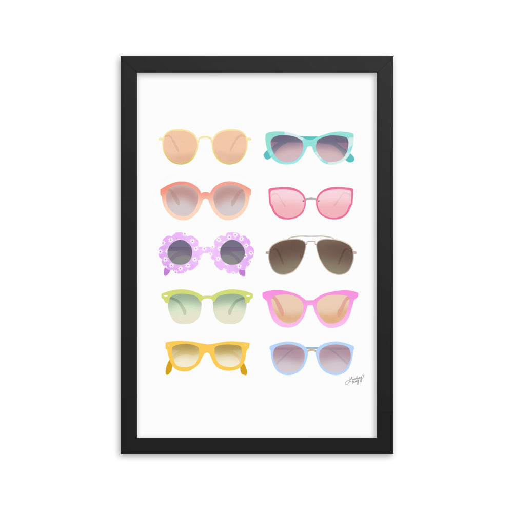 Illustration de lunettes de soleil colorées - Impression mate encadrée